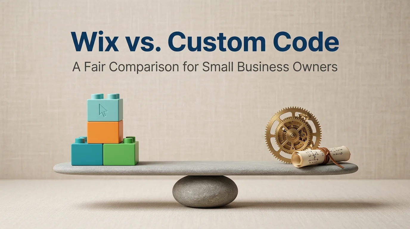 Illustration comparing a page-builder website with a lean hand-coded site